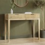 Small Solid Mango Wood Console Table with Fluted Detail Drawers - Linea