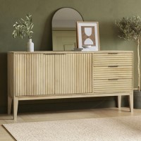 Large Solid Mango Fluted Wood Sideboard with Drawers - Linea