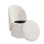 Off-White Boucle Dressing Table Chair with Ottoman Storage - Leah