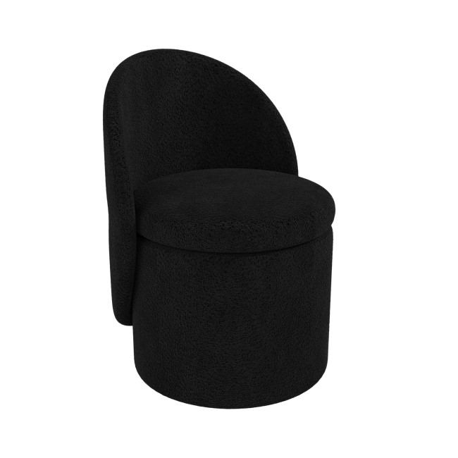 Black Boucle Dressing Table Chair with Ottoman Storage - Leah