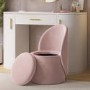 Pink Velvet Dressing Table Chair with Ottoman Storage - Leah