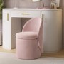 Pink Velvet Dressing Table Chair with Ottoman Storage - Leah