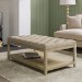 Rectangular Beige Upholstered Buttoned Coffee Table with Storage - Lillian