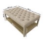 Rectangular Beige Upholstered Buttoned Coffee Table with Storage - Lillian