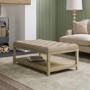 Rectangular Beige Upholstered Buttoned Coffee Table with Storage - Lillian