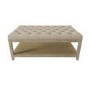 Rectangular Beige Upholstered Buttoned Coffee Table with Storage - Lillian