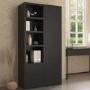 Tall Black Wooden Office Cupboard - Larsen