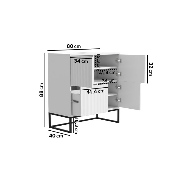 White Ribbed Multi Office Cupboard - Larsen