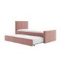 Single Guest Bed with Trundle in Pink Velvet - Layla