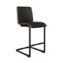 ONLY OPENED - Black Faux Leather Cantilever Kitchen Stool with Back - 66cm - Lucas