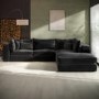 Dark Grey Velvet Feather Filled Right Hand 4 Seater Corner Sofa - Lena