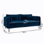 3 Seater Sofa and Armchair Set with Footstool in Navy Velvet - Lenny