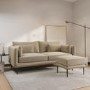 Beige Velvet 3 Seater Sofa with Square Arms - Lenny