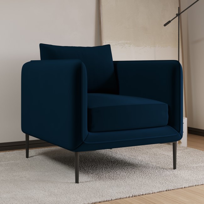 Navy Velvet Armchair - Lenny