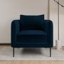 3 Seater Sofa and Armchair Set with Footstool in Navy Velvet - Lenny