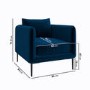 3 Seater Sofa and Armchair Set with Footstool in Navy Velvet - Lenny