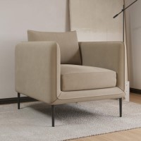 Beige Velvet Armchair - Lenny