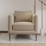 Beige Velvet Armchair and Footstool Set - Lenny