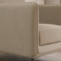 3 Seater Sofa and Armchair Set with Footstool in Beige Velvet - Lenny