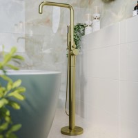 Brushed Brass Freestanding Bath Shower Mixer Tap - Lenton