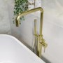 Brushed Brass Freestanding Bath Shower Mixer Tap - Lenton