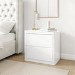 White High Gloss 2 Drawer Bedside Table with Curved Edges - Lexi