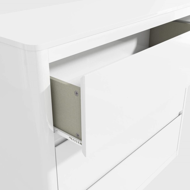 White High Gloss Chest of 3 Drawers with Curved Edges - Lexi