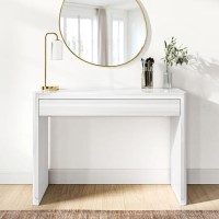 White High Gloss Dressing Table with Drawer and Curved Edges - Lexi