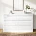 Wide White High Gloss Chest of 6 Drawers with Curved Edges - Lexi