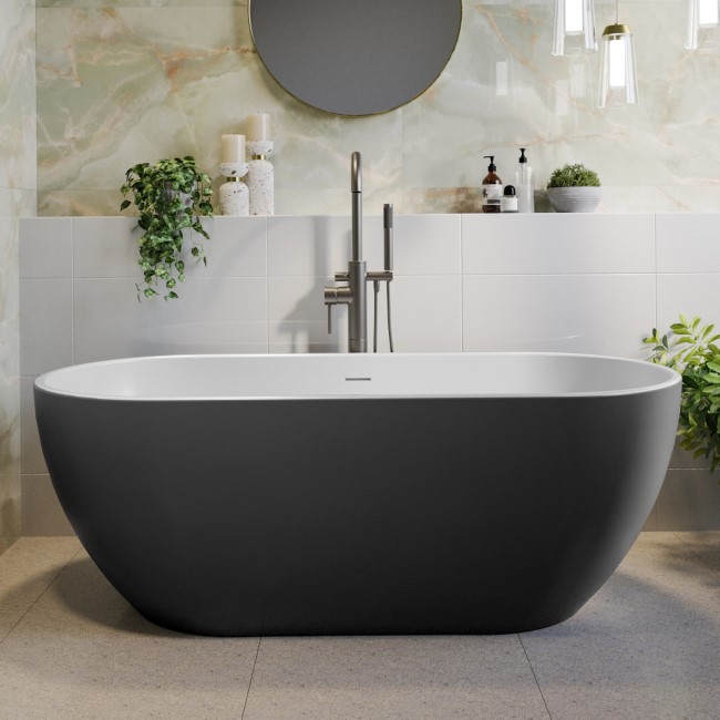 Gunmetal Grey Freestanding Double Ended Bath 1650 x 750mm - Lisbon