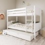 White Wooden Detachable Bunk Bed with Trundle - Luca