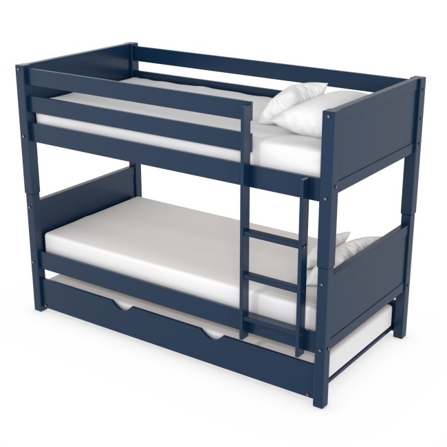 Navy Wooden Detachable Bunk Bed with Trundle - Luca