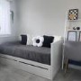 Single Wooden Day Bed with Trundle and Storage in White - Lincoln