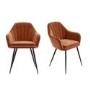 Set of 2 Burnt Orange Velvet Tub Dining Chairs - Logan