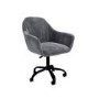 Grey Velvet Office Chair with Arms - Logan