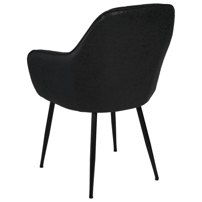 Set of 2 Black Faux Leather Tub Dining Chairs - Logan