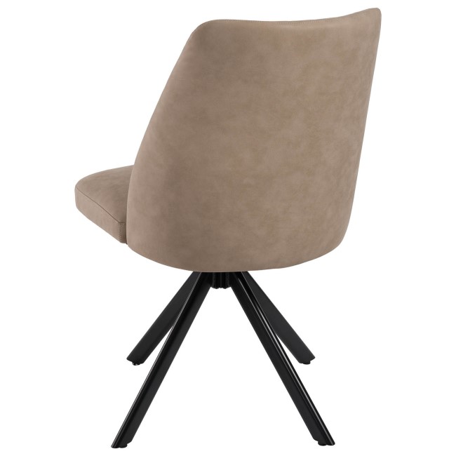 Set of 2 Beige Faux Leather Swivel Dining Chairs - Logan