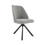 Set of 2 Grey Fabric Swivel Dining Chairs with Black Legs - Logan