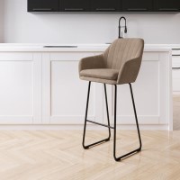 ALMOST PERFECT - Beige Faux Leather Bar Stool with Back - 77cm - Logan