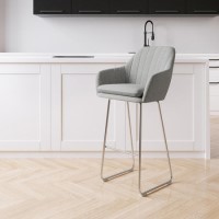 ONLY OPENED - Grey Fabric Bar Stool with Back - 77cm - Logan