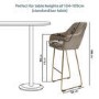 ONLY OPENED - Mink Matt Velvet Bar Stool with Brass Legs - 77cm - Logan