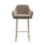 ONLY OPENED - Mink Matt Velvet Bar Stool with Brass Legs - 77cm - Logan