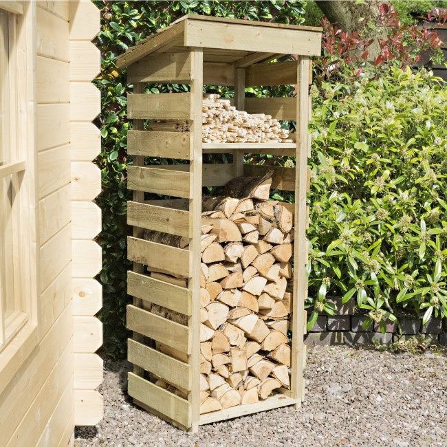 Rowlinson Narrow Wooden Outdoor Log Store - 156cm x 62cm 