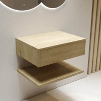 600mm Wood Effect Wall Hung Countertop Vanity Shelves - Lugo