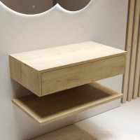 800mm Wood Effect Wall Hung Countertop Vanity Shelves - Lugo