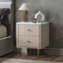 Taupe 2-Drawer Marble Top Fluted Bedside Table - Lucia