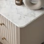 Taupe 2-Drawer Marble Top Fluted Bedside Table - Lucia