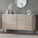 Wide Taupe Marble Top Fluted Chest of 6 Drawers - Lucia