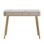 Taupe Marble Top Fluted Dressing Table with Drawers - Lucia