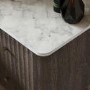 Dark Wood 2-Drawer Marble Top Fluted Bedside Table - Lucia